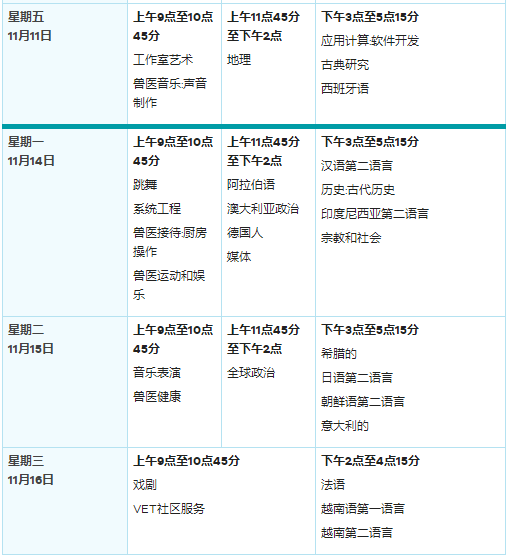 2022年澳洲VCE各科考试时间安排！