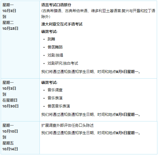 2022年澳洲VCE各科考试时间安排！
