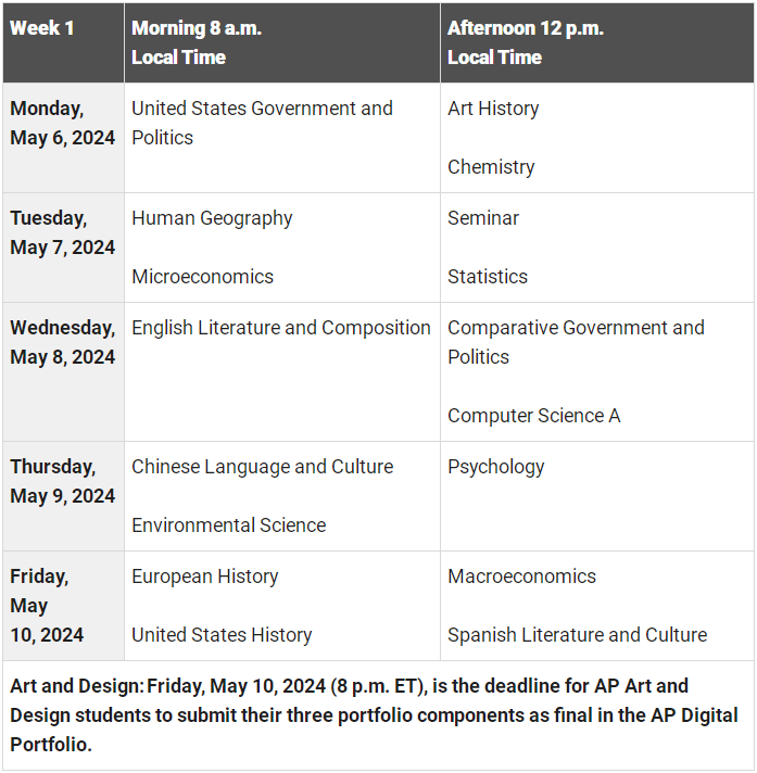 2024年AP考试时间已公布！快来看！
