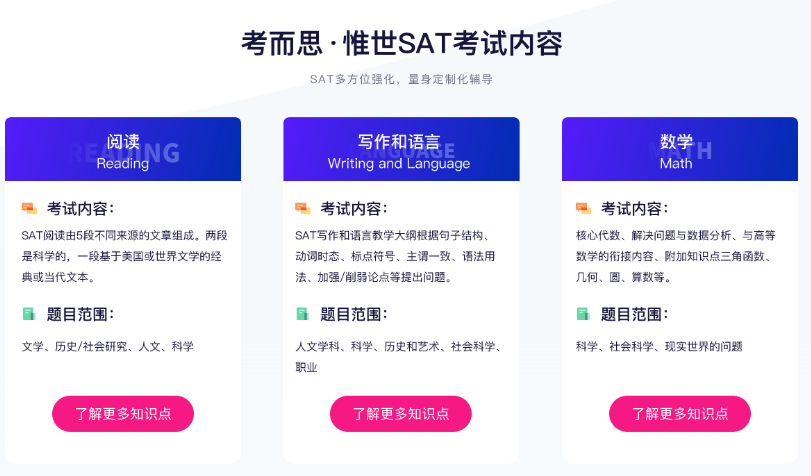 考而思惟世SAT培训课程火热报名中！