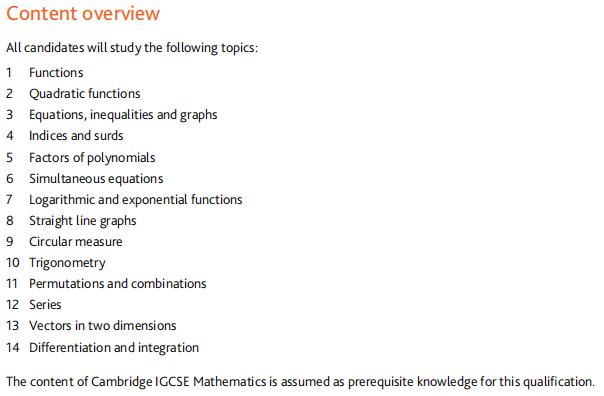 IGCSE附加数学0606考试内容有哪些？