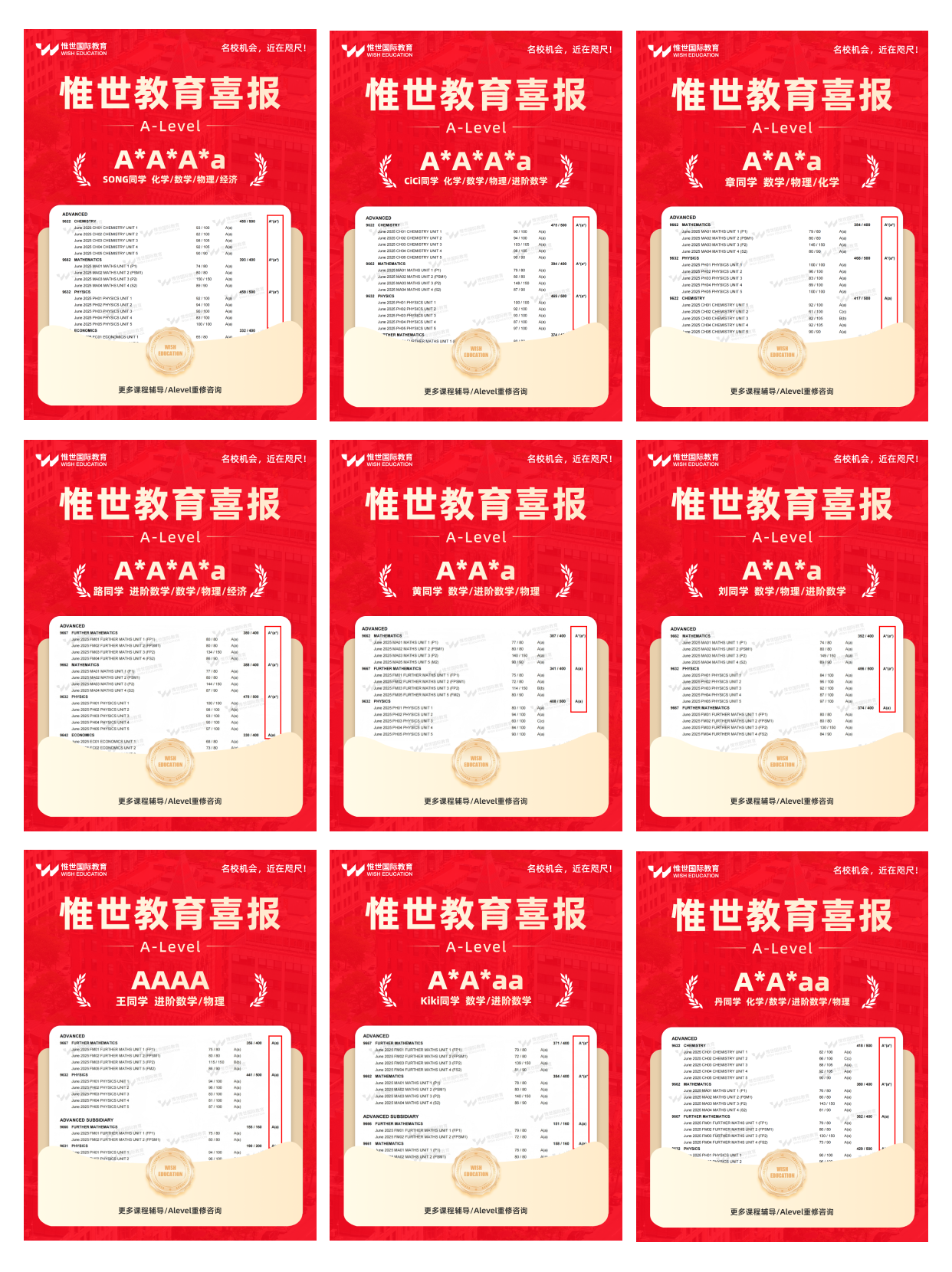 AQA A-level夏考出分！惟世学子收获满屏A*暴击！