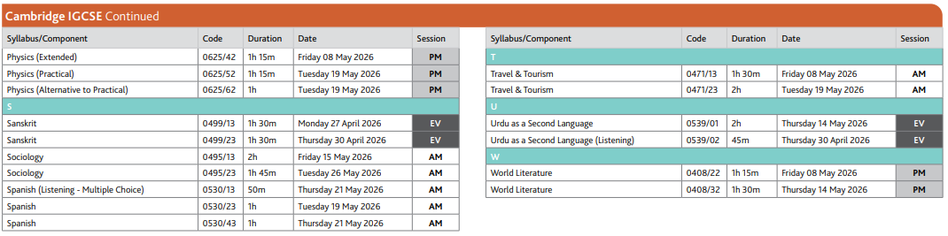 2026年CAIE考试局IGCSE夏季考试时间 2026年CAIE考试局IGCSE夏季考试时间