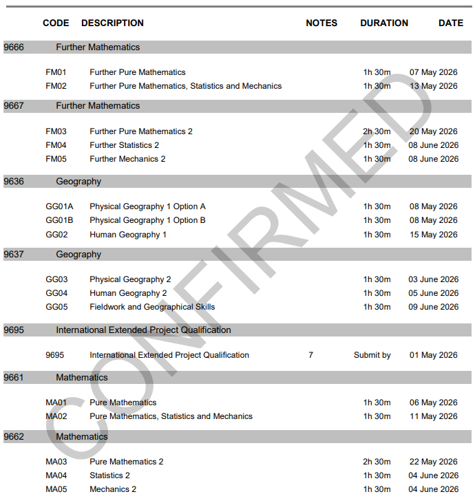 2026年AQA考试局A-level夏季考试时间 2026年AQA考试局A-level夏季考试时间