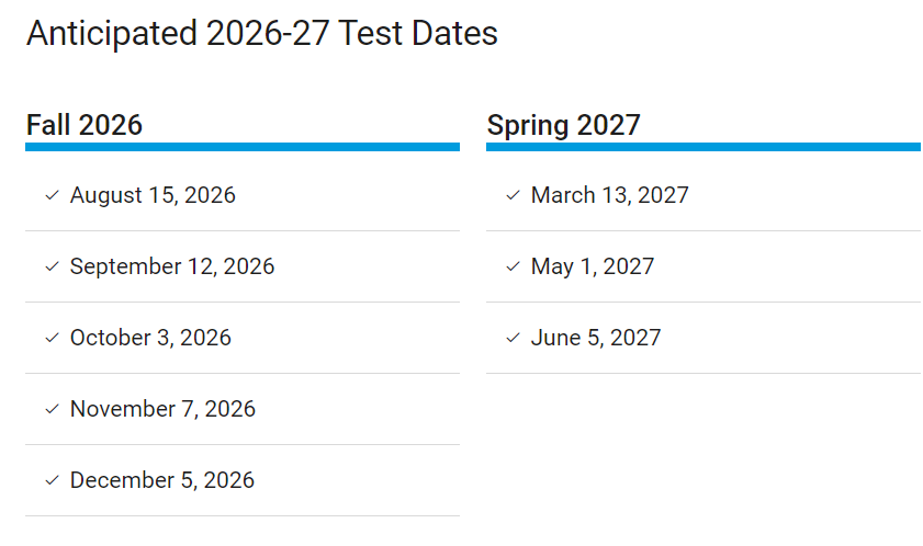 重磅！2026全年SAT考试时间安排表出炉！