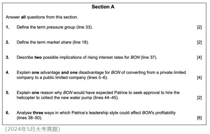 IB商业管理Paper 1 Section A,注意这些细节拿满分! IB商业管理Paper 1 Section A,注意这些细节拿满分!