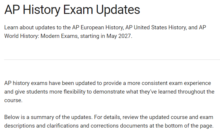 AP学生必看!2027年AP History考试FRQ最新调整! AP学生必看!2027年AP History考试FRQ最新调整!